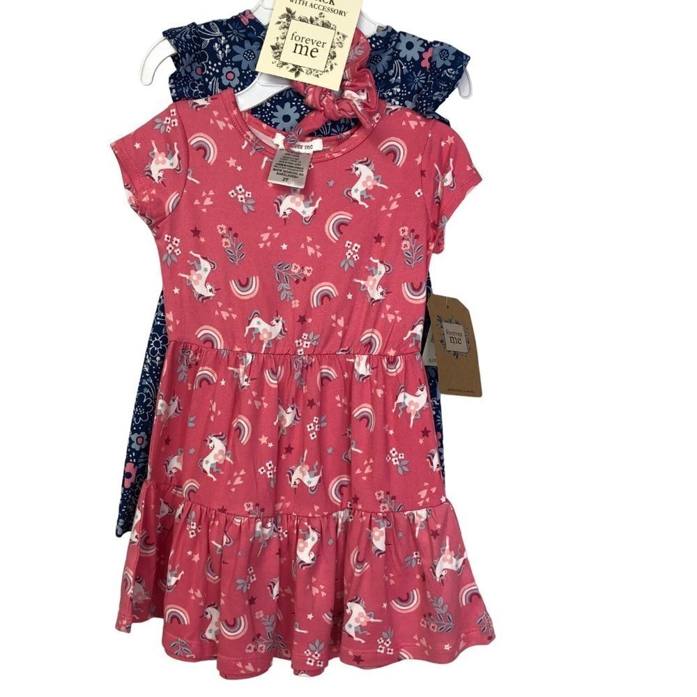 FOREVER ME LOT OF TWO GIRLS DRESSES WITH ACCESORY‎ SIZE 2T NEW WITH TAG